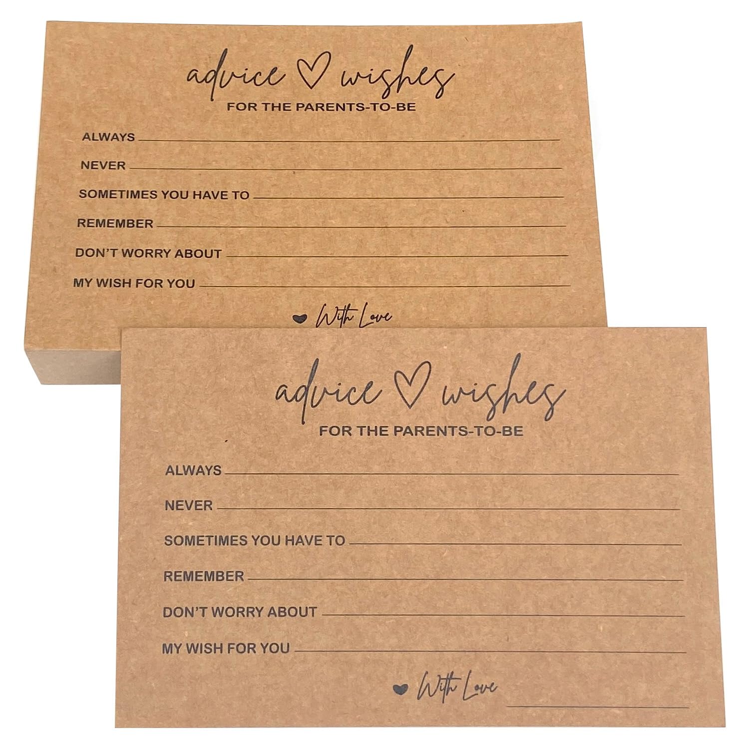 RXBC2011 Advice and Wishes Cards for the parents to be Babyl Shower Games Card Advice card for new Mommy and Daddy Pack of 50 kraft card