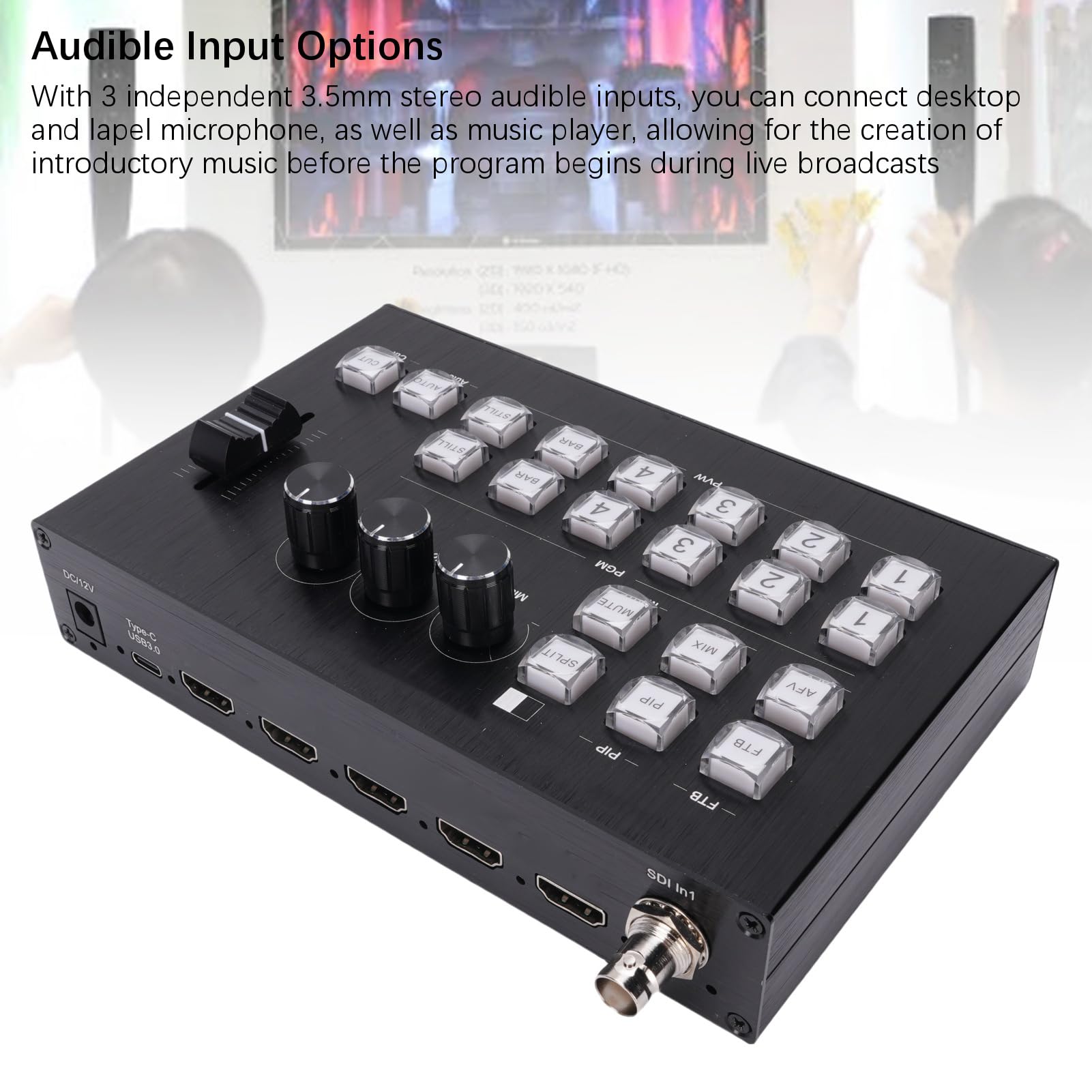 Generic Mixer Video Multimediale HD Connessione Versatile Opzioni di Ingresso per la Creazione di Corsi Scolastici Metallo 1 unità (Spina europea)