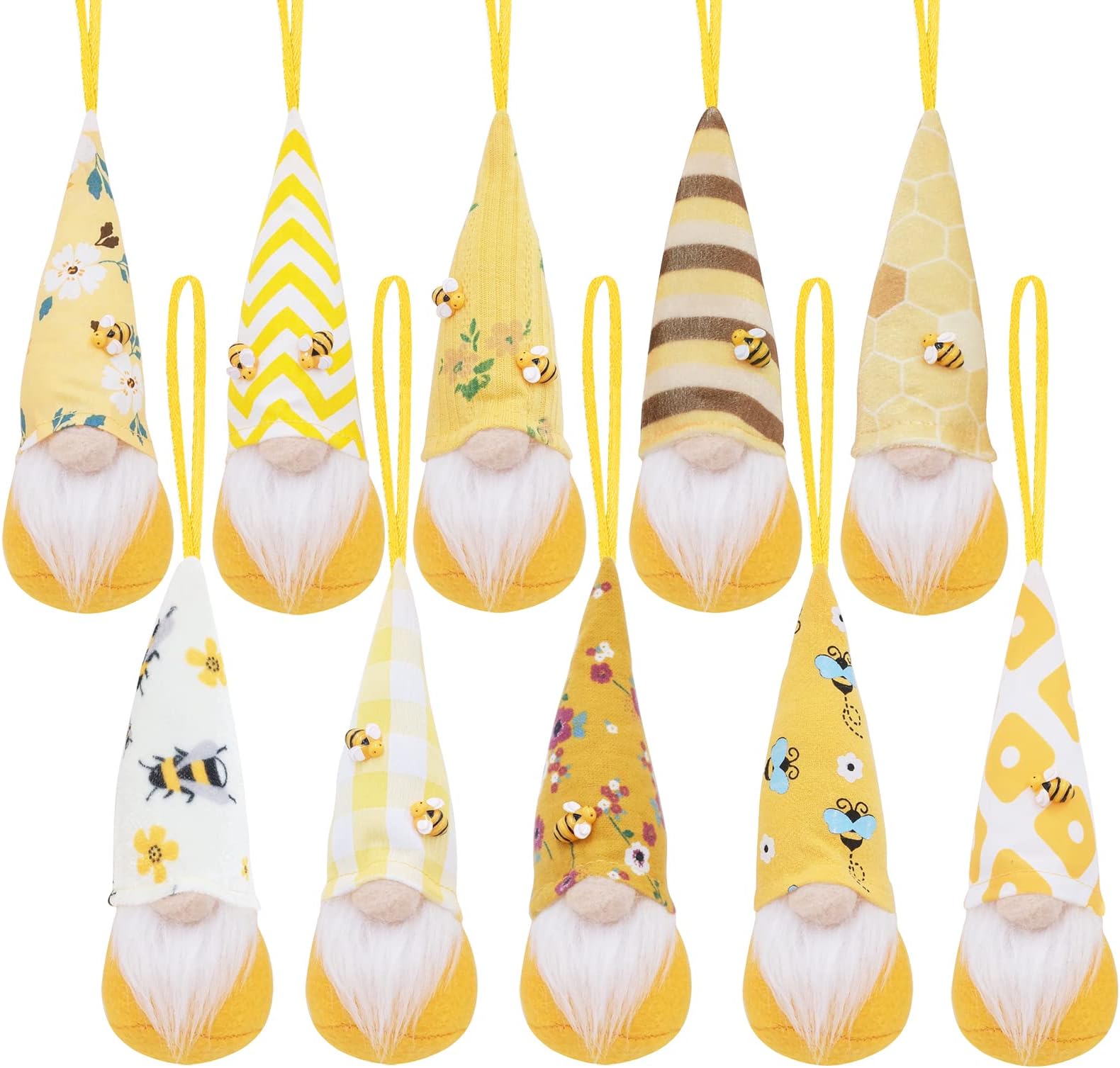 10PCS Bee Day Gnome Ornaments Set, Bee Day Home Decorations Accessories, Swedish Elf Hanging Velvet Gnomes Plush Ornament Spring Decor