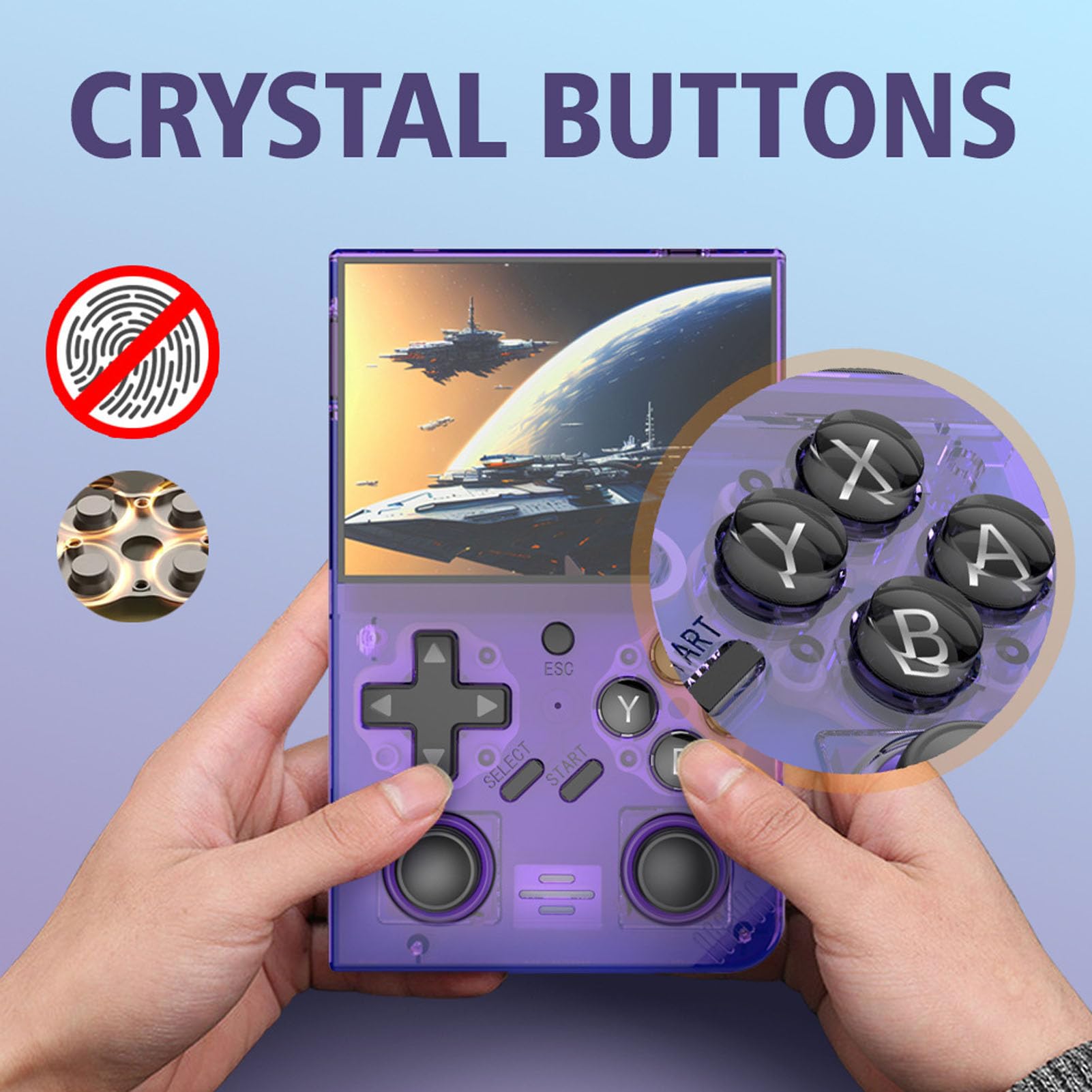 Przenośna Przenośna Konsola do Gier Retro 3,5-calowy Ekran IPS Karta Pamięci 64 GB 3000 MAh Konsola do Gier z baterią do Gry w Dowolnym Miejscu i Czasie (PURPLE)