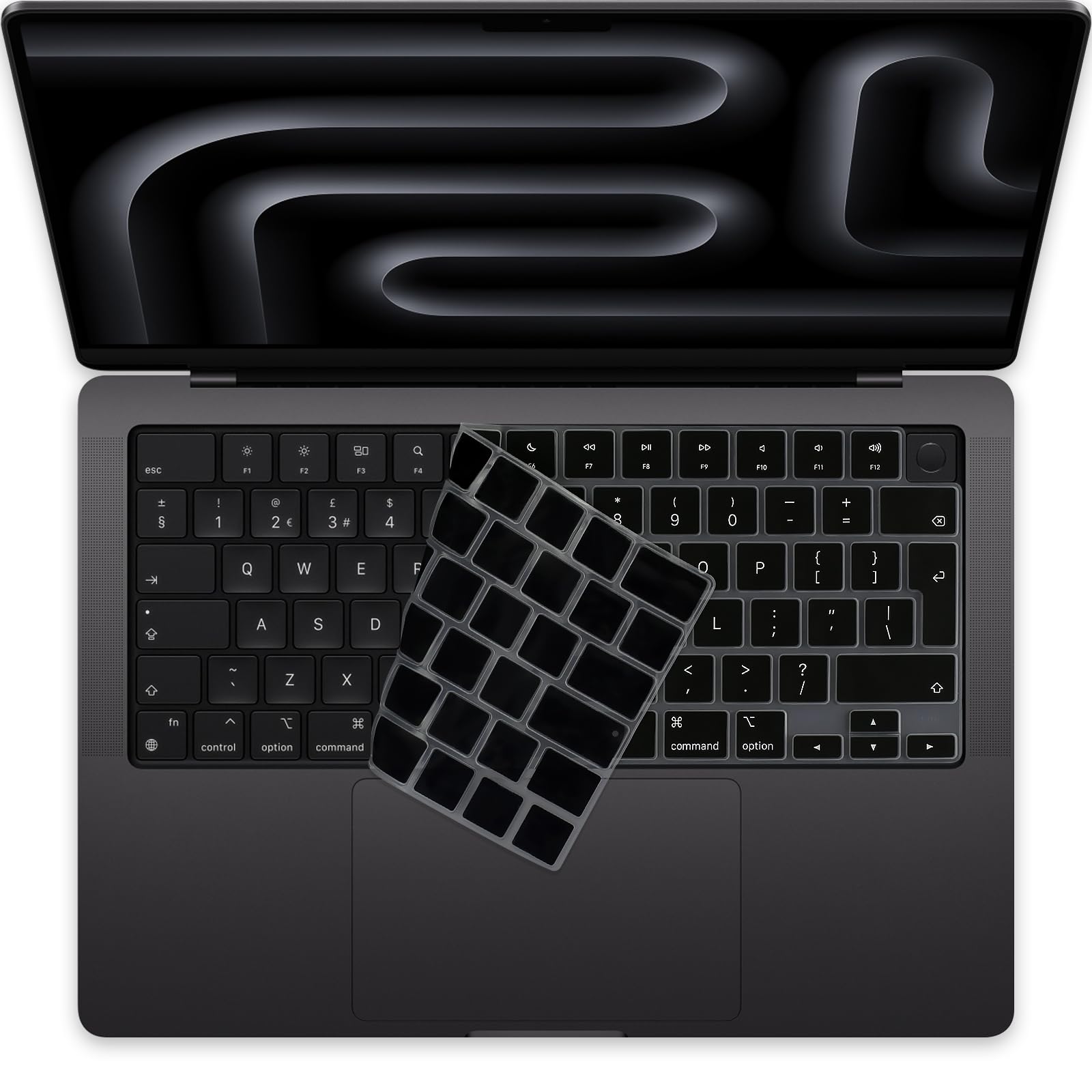 Tastaturabdeckung für 2026-2021 MacBook Neo 13 Zoll (A18 Pro) & Air (M5-M2) & Pro 14/16 Zoll (M5-M1) Pro/Max UK/EU Layout Schutz Tastatur Zubehör (Silikon, Englisch)