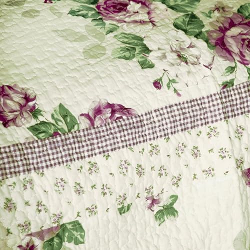 Miniatura 3 de Blancho Bedding - Juego de edredón de algodón acolchado de 3 piezas con estampado floral (tamaño matrimonialqueen)