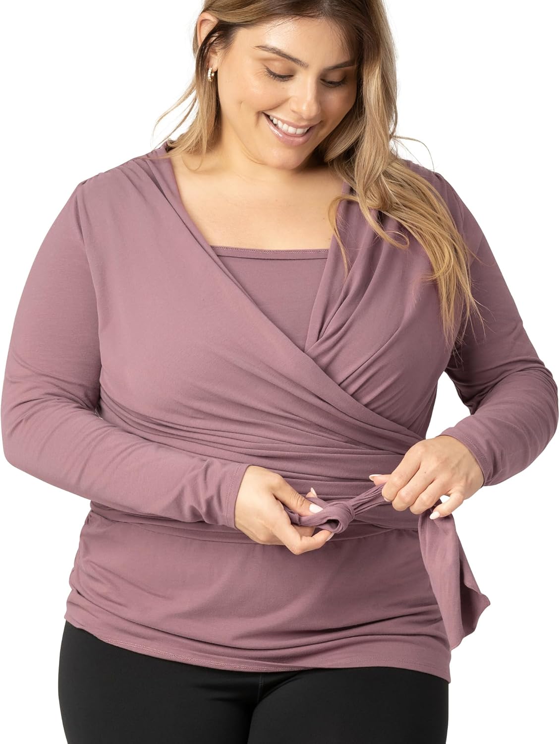 Kindred Bravely Long Sleeve Skin to Skin Nursing Wrap Top, Kangaroo Shirt for Mom and Baby, Organic Cotton