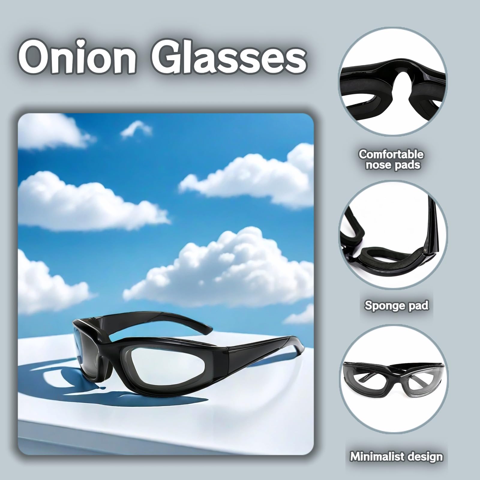 Lunettes anti-buée, coupe-vent et anti-poussière pour couper les oignons, cuisiner, griller, lunettes de sécurité ultra légères