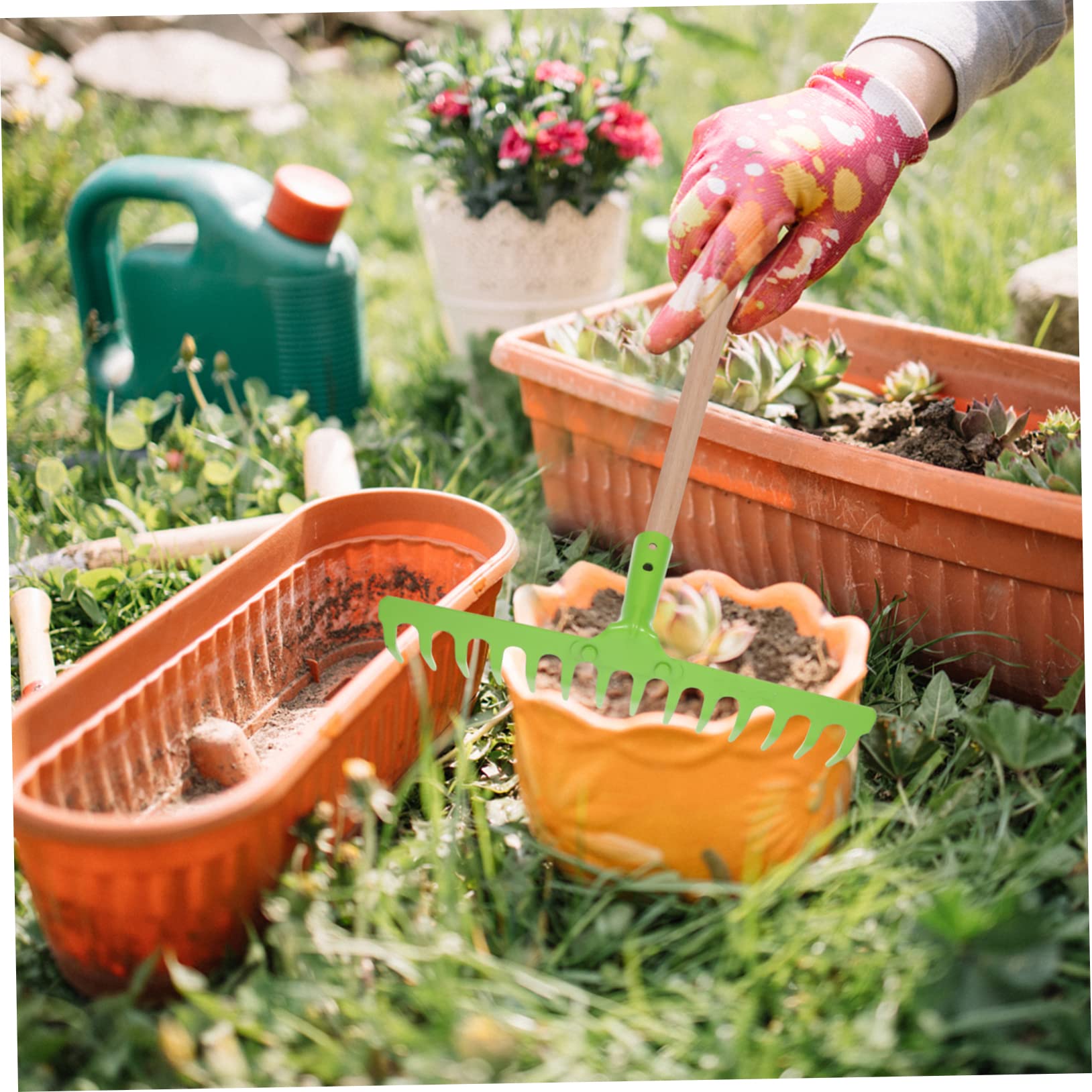 VANZACK 2 Stück Multifunktionsrechen Handrechen Bodenrechen Gartenrechen Zum Graben Gartenrechen Gartenhandwerkzeug Kultivatorwerkzeug Gartenanbauzubehör Aus
