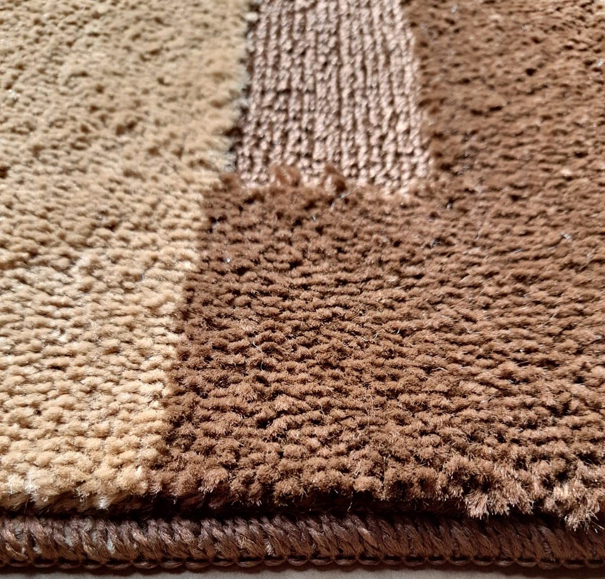 oKu-Tex Design Badematte Antirutsch Set 2 Teilig, rutschfest & waschbar, Badvorleger 60 x 100 cm für das Badezimmer, WC Vorleger mit Ausschnitt 50 x 60 cm, gestreift, braun beige