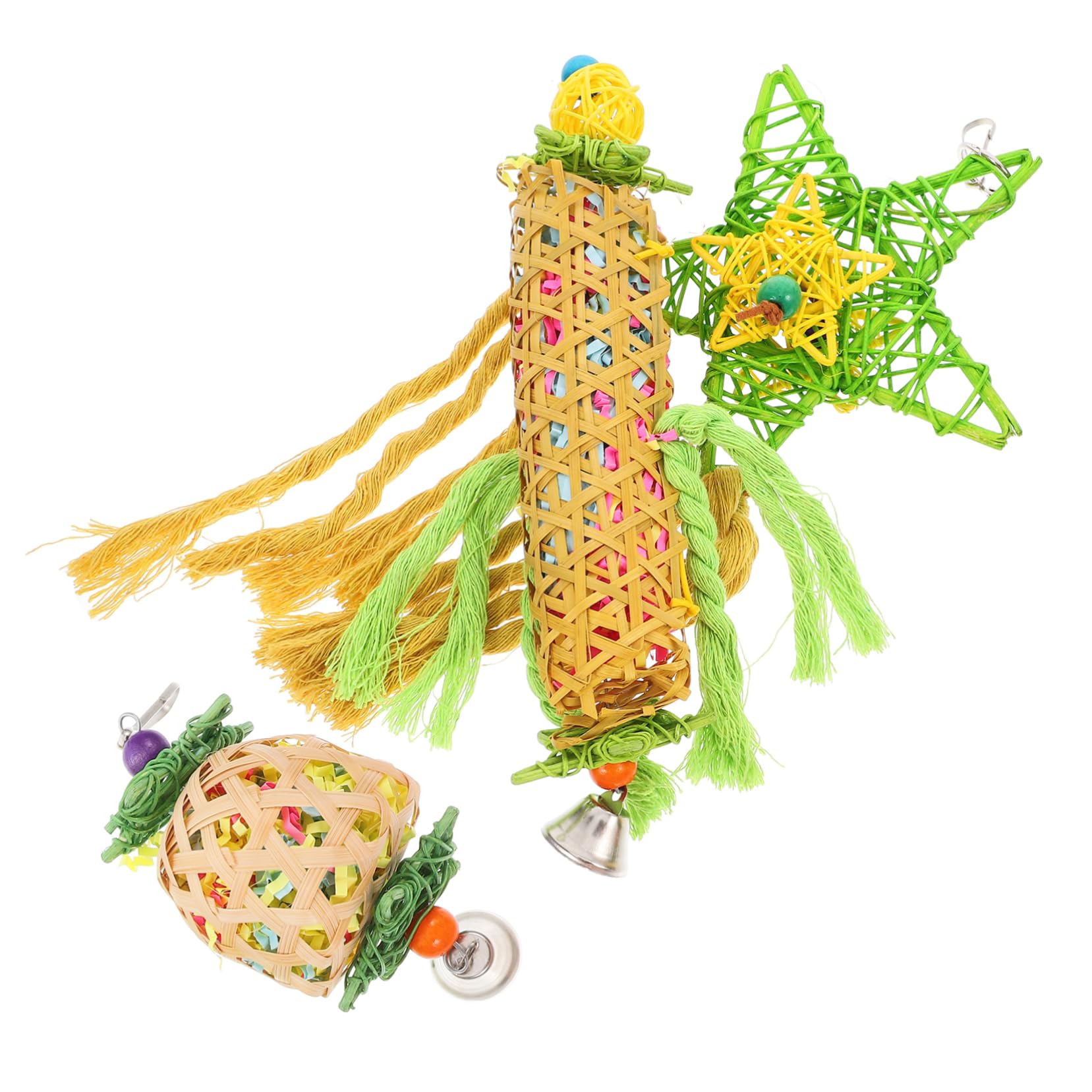 Ensemble De 3 Jouets À Mâcher pour Oiseaux Déchiqueteuse De Papier en Rotin pour Perroquet Jouets À Mâcher pour Bec Doiseau pour Calopsitte