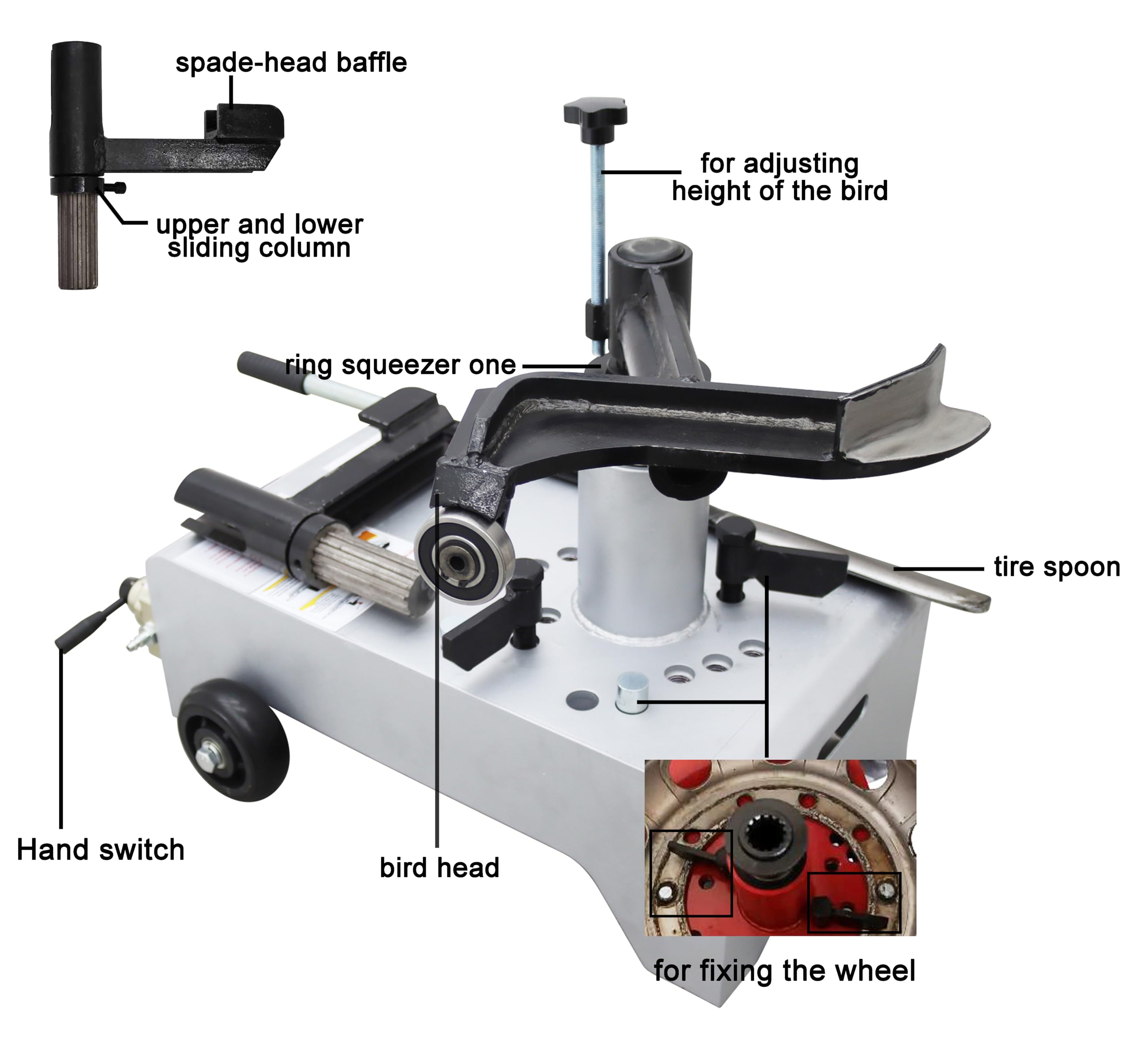 TECHTONGDA Air Tire Changer Pneumatic Portable Wheel Changing Machine for R16 R17.9-19.5 R22.5 Tire