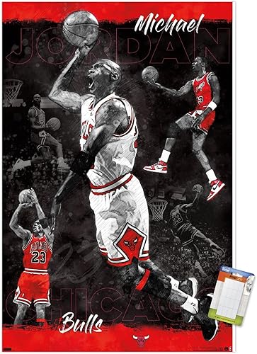 Trends International Michael Jordan - Póster de pared de boceto, 22.375 x 34 pulgadas, paquete de póster y montaje prémium