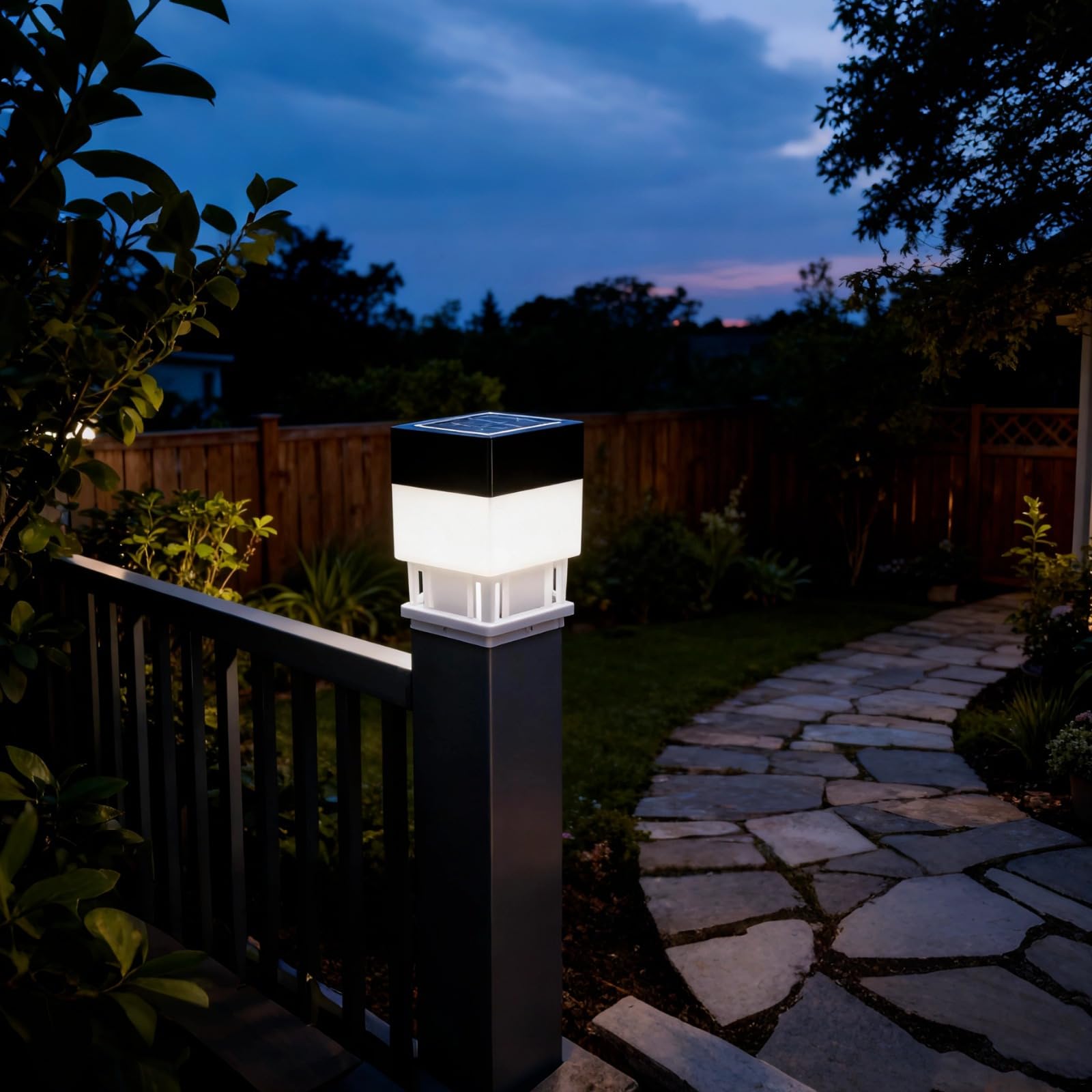 Solar-Pfostenkappen-Lichter, 50 x 50 mm, schwarz, quadratisch, LED-Zaunpfosten, 5 x 5,1 cm, für Garten, Hinterhof, Dekoration, 8 Stück