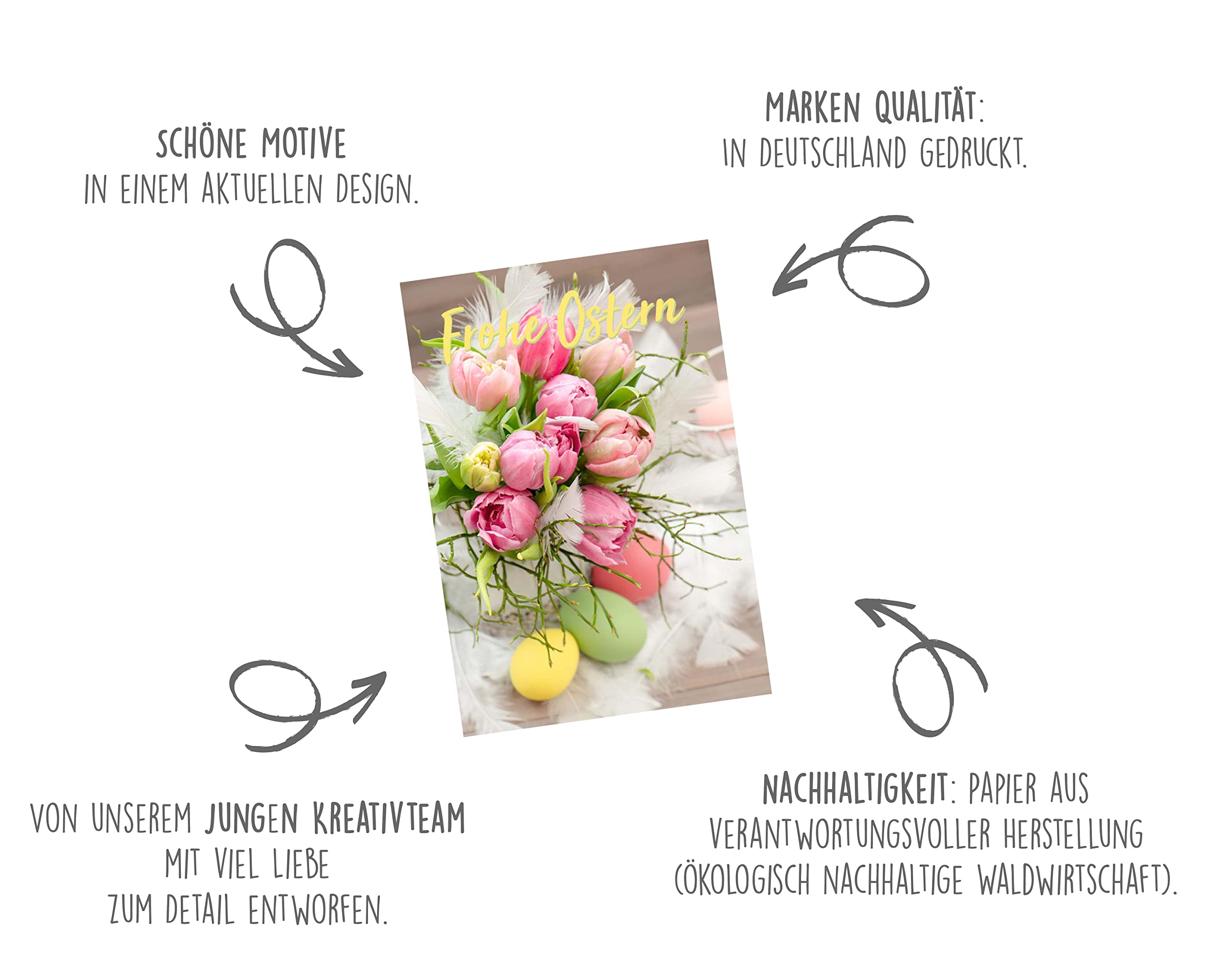 Edition Seidel Set 6 Biglietti Pasqua Con Buste - Cartoline Augurali Pieghevoli, Formato 11,5x17cm - 4