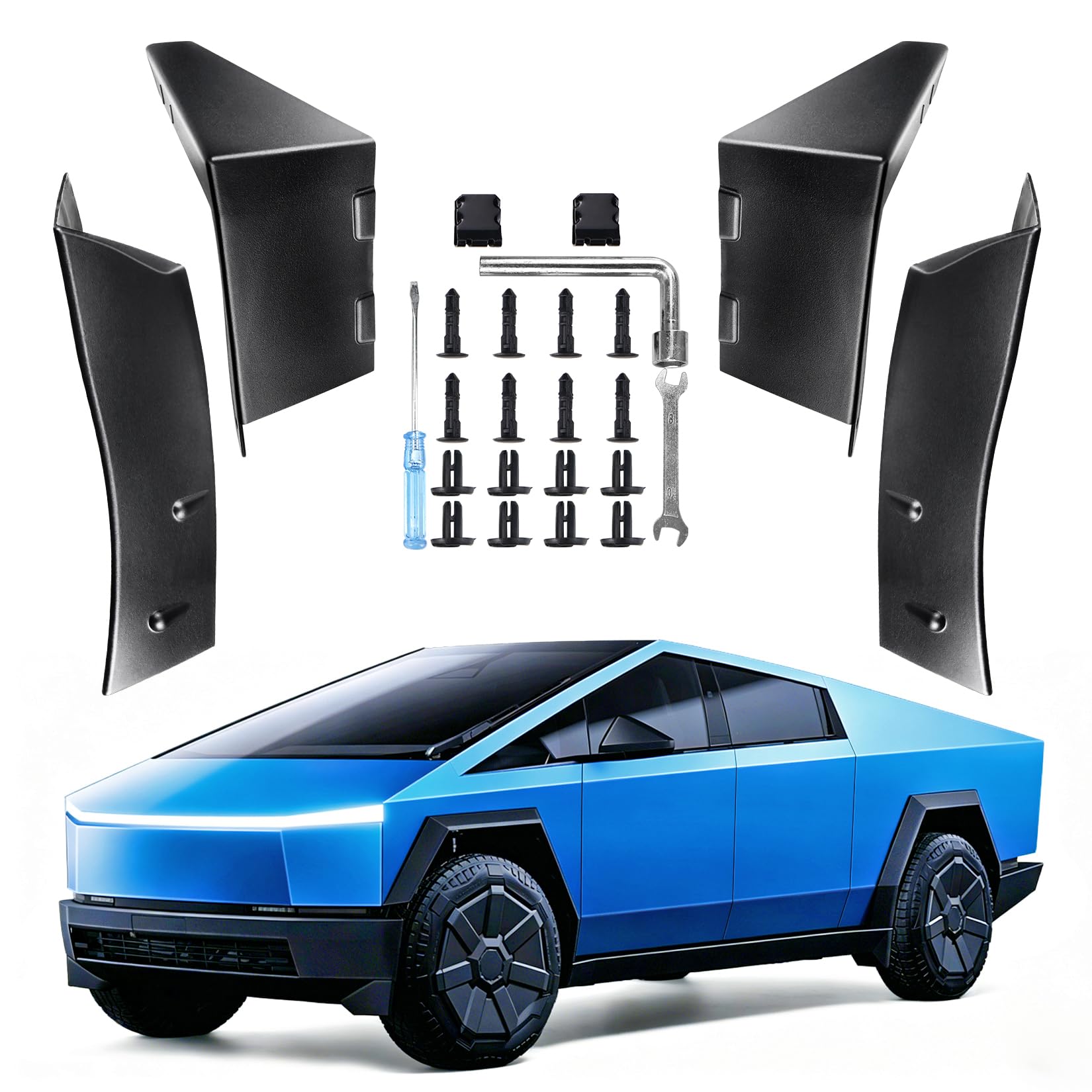 Photo 1 of QBVDK Wheel Fairing Delete Covers Compatible with Tesla Cybertruck 2026 2025 2024,4PCS Upgrade Mud Flap Delete Fit for Cybertruck Exterior Accessories,Tire Off-Roading Protector Replacement Kit