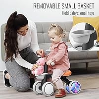 Vista 4 de Umatoll Juguetes de bicicleta de equilibrio para bebés de 1 año, asiento ajustable, regalos de cumpleaños para niños de 12 a 24 meses