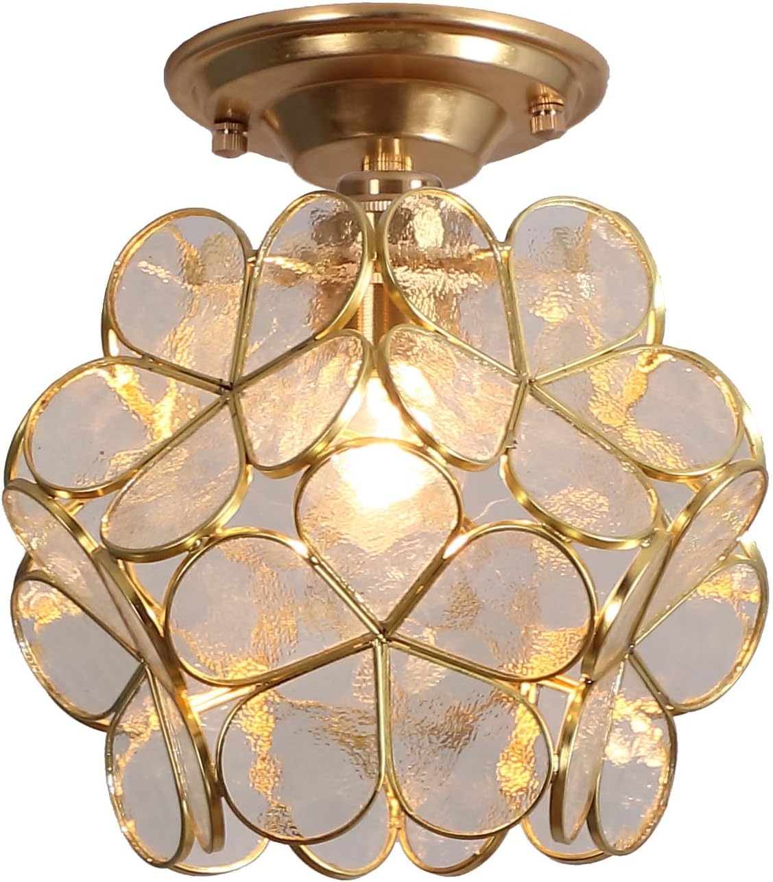 Bieye L10825 Flower Petals Tiffany Style Stained Glass Close to Ceiling Light for Home Decor (Clear, 8" Cherry Blossom) Clear 8" Cherry Blossom