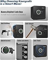 Vista 4 de Kavey 1.2 Cub Safe Box, Home Safe with Digital Keypad and Dual Alarm System, Money Safe for With Mute Function and LED Light, Safes for Money