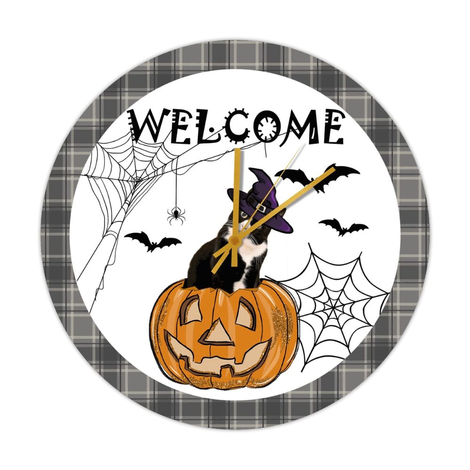 Horloge de chambre enfant Halloween en bois silencieuse pour dormir sans bruit de tic-tac