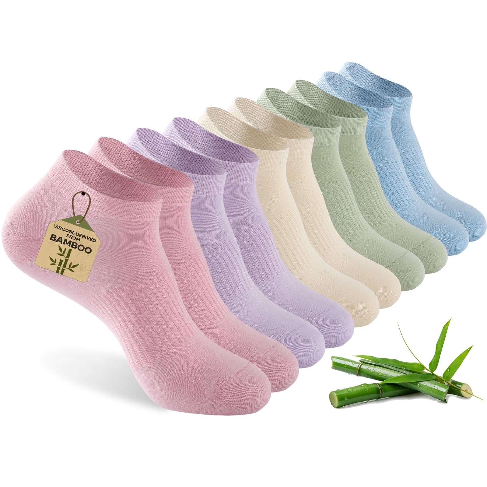 Ankle Socks Women, 5 Pairs Bamboo Low Cut Ladies Trainer Socks, Breathable Seamless Short Summer Thin Socks — view 10