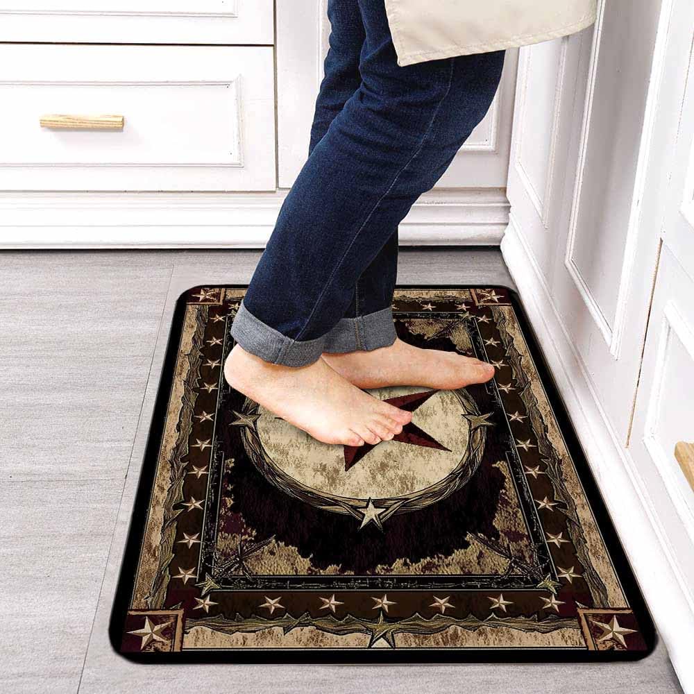 Welcome Door Mats Indoor Entrance Rug Mat Western Texas Star Pattern Kitchen Floor Bathroom Carpets Home Decor Absorbent Bath Non Slip Doormats 20 x 31.5 inch
