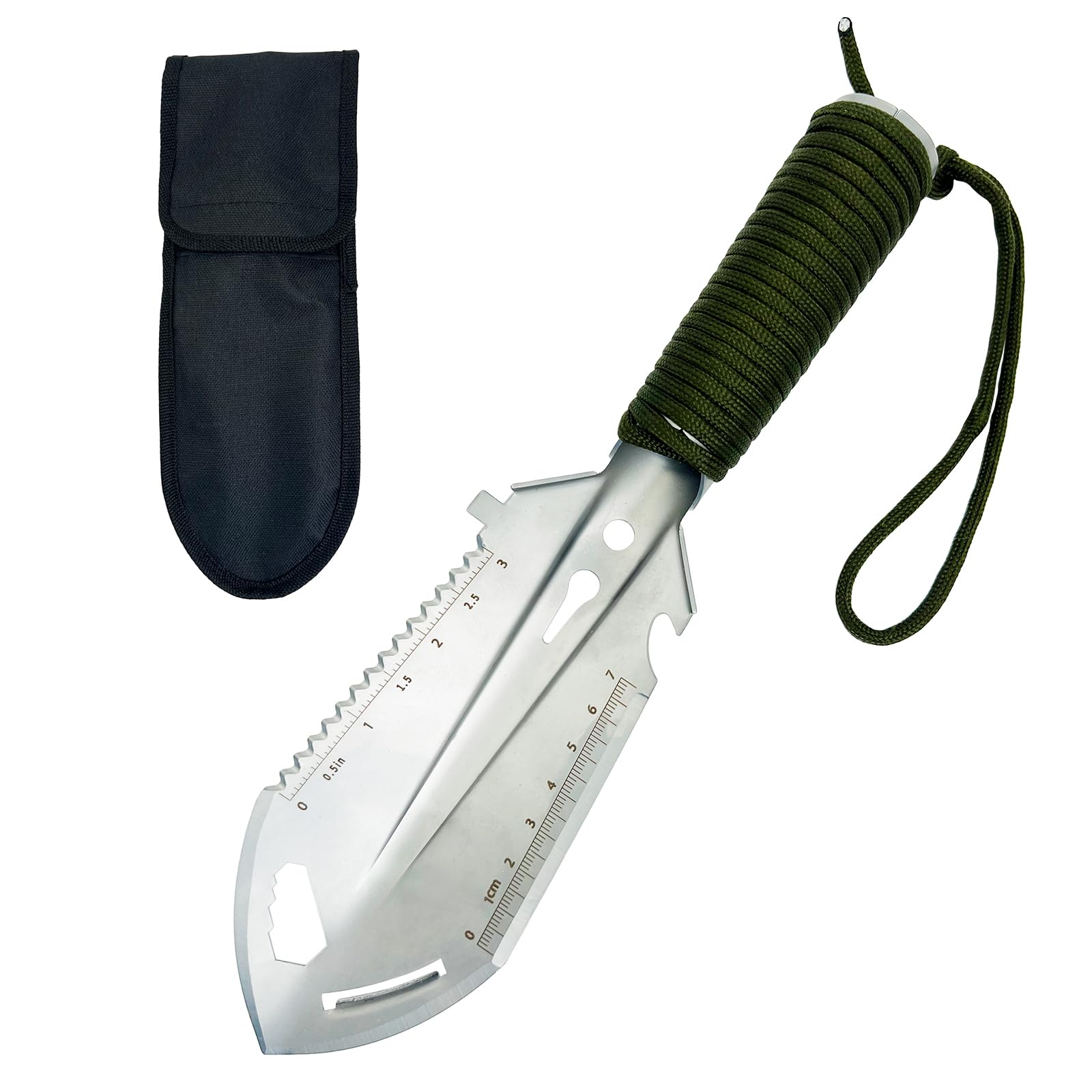 Small Camping Shovel, 9 in 1 Mini Hand Shovel, Portable Backpacking Trowel, Ultralight Compact Multitool for Camping, Gardening, Outdoor Survival, Silver