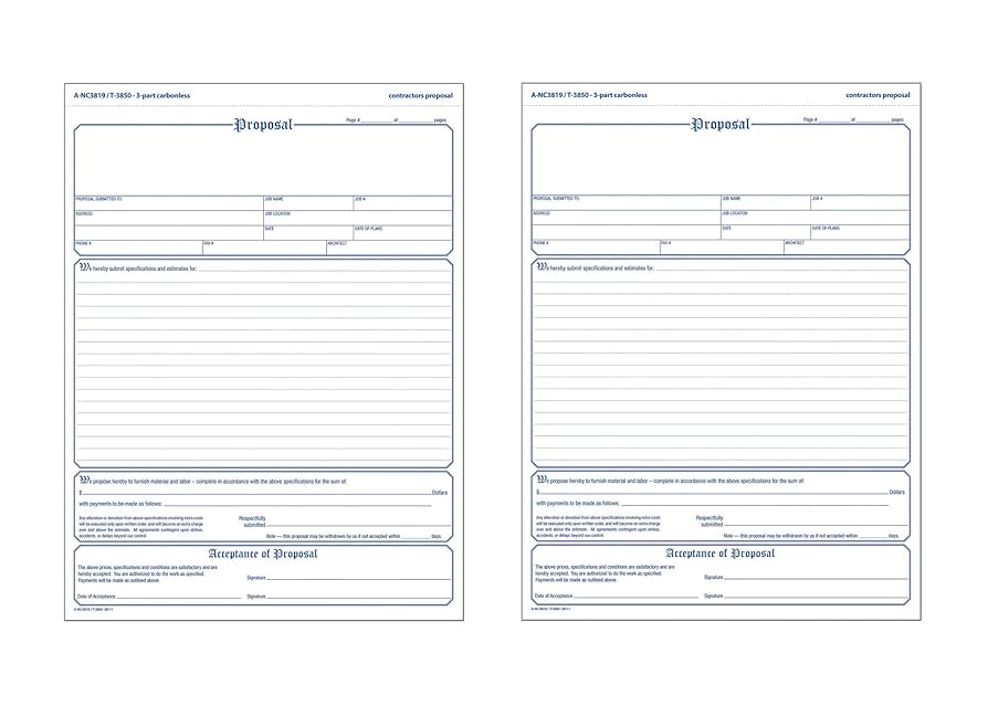 amazon-com-adams-contractor-s-proposal-forms-8-5-x-11-44-inch-3-part-carbonless-50-pack-white-canary-and-pink-nc3819-2-sets-office-products for Blank Free Printable Bid Proposal Forms Amazon.com : Adams Contractor's Proposal Forms, 8.5 x 11.44 Inch, 3-Part, Carbonless, 50-Pack, White, Canary and Pink (NC3819), 2 Sets : Office Products for Blank Free Printable Bid Proposal Forms