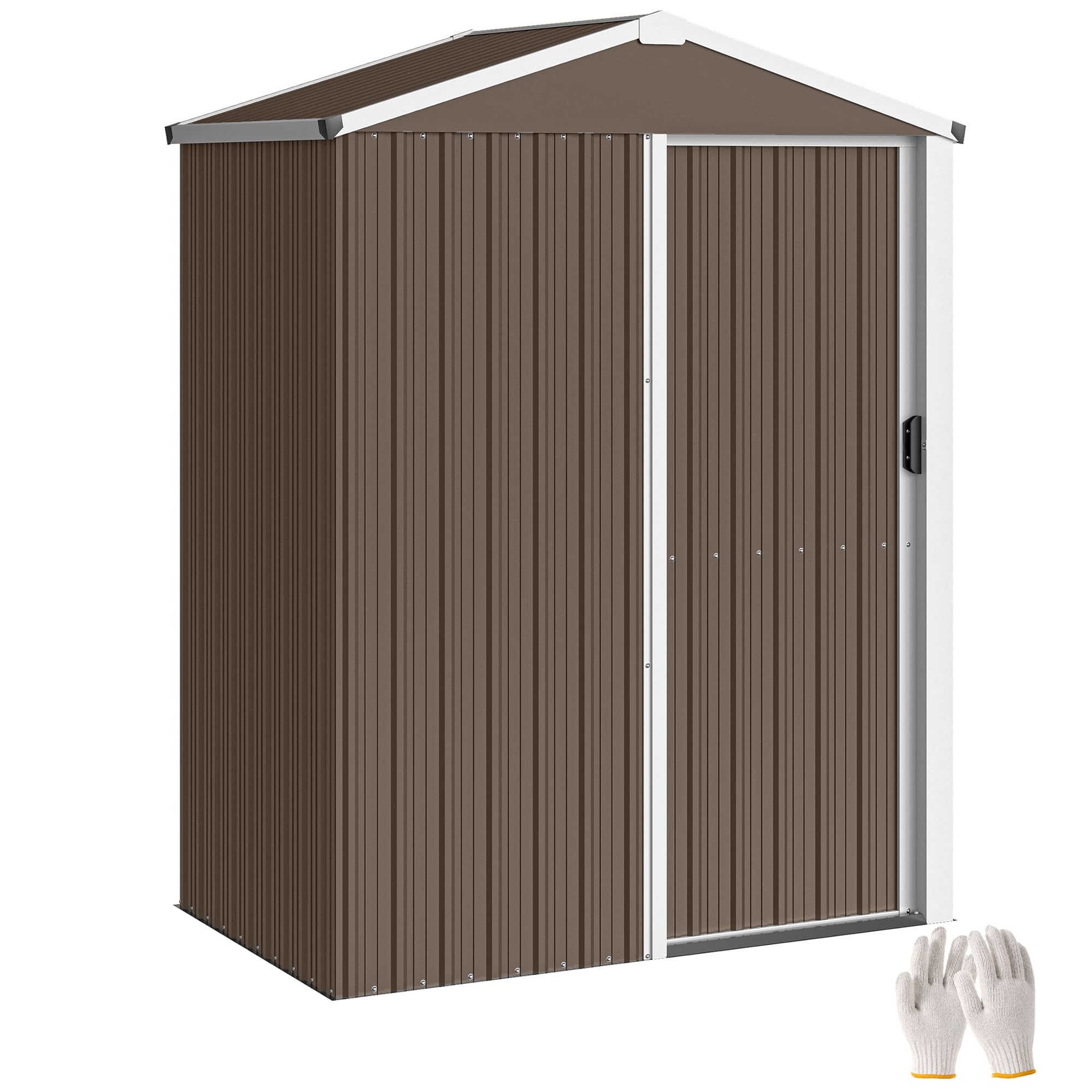 Outsunny Casetta da Giardino 1.1m² Acciaio Zincato 136x87x179 cm Marrone