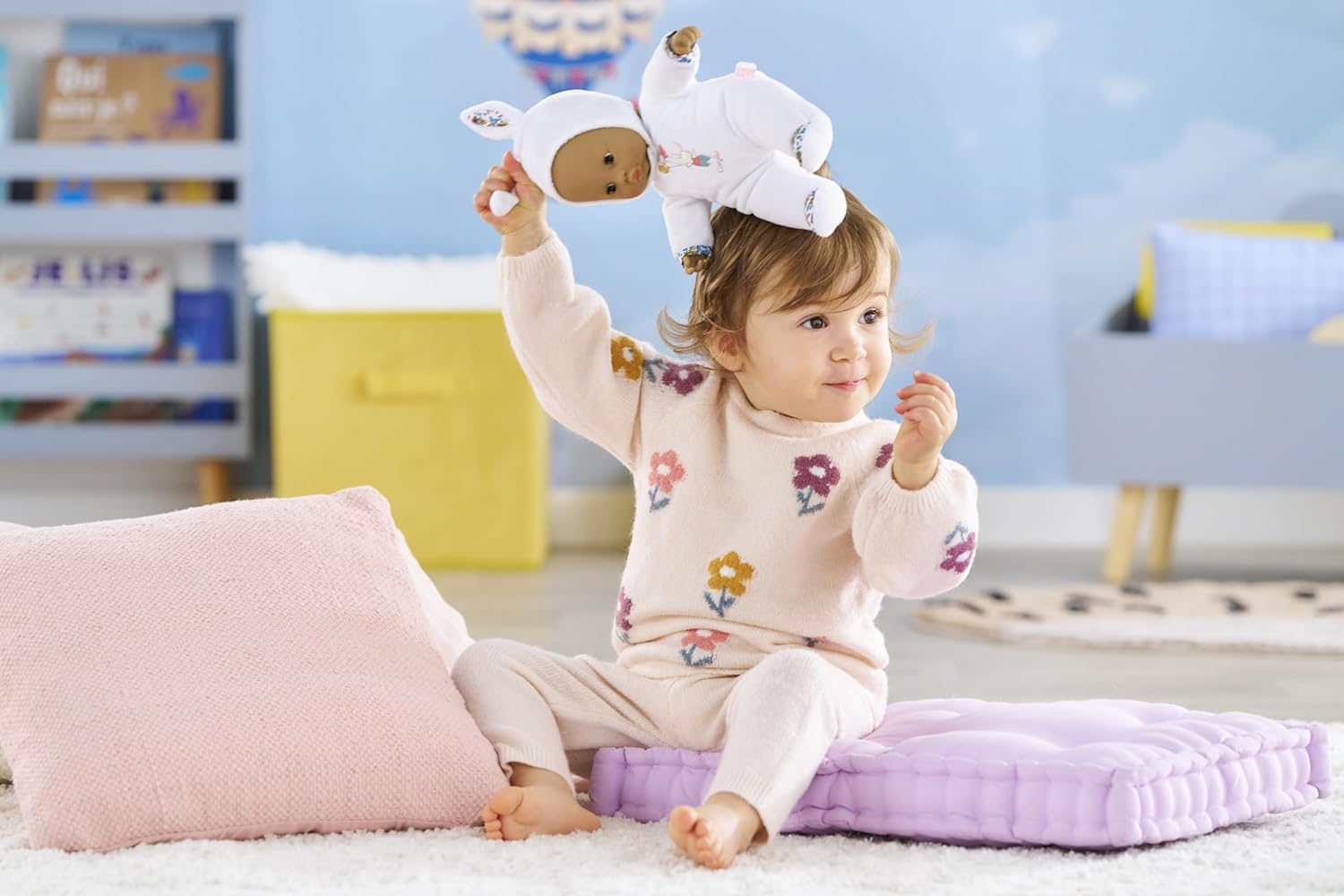 Corolle Sweet Heart White Bunny Baby Doll, 12" inches Soft Plush Comfort Toy for Infants, Suitable from 24months and up