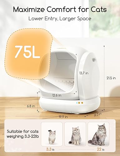 Miniatura 7 de MeoWant Caja de arena autolimpiante para gatos, caja de arena automática extra grande abierta para gatos múltiples gatos, protección de seguridad