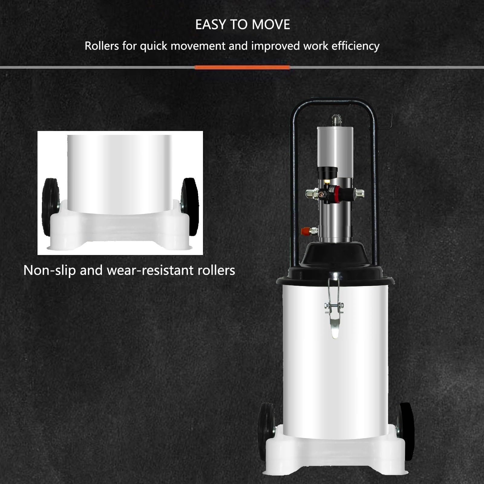 Bomba de grasa neumática con ruedas, capacidad de 12 litros, separador de aceite y agua, ideal para lubricación automotriz y maquinaria grande