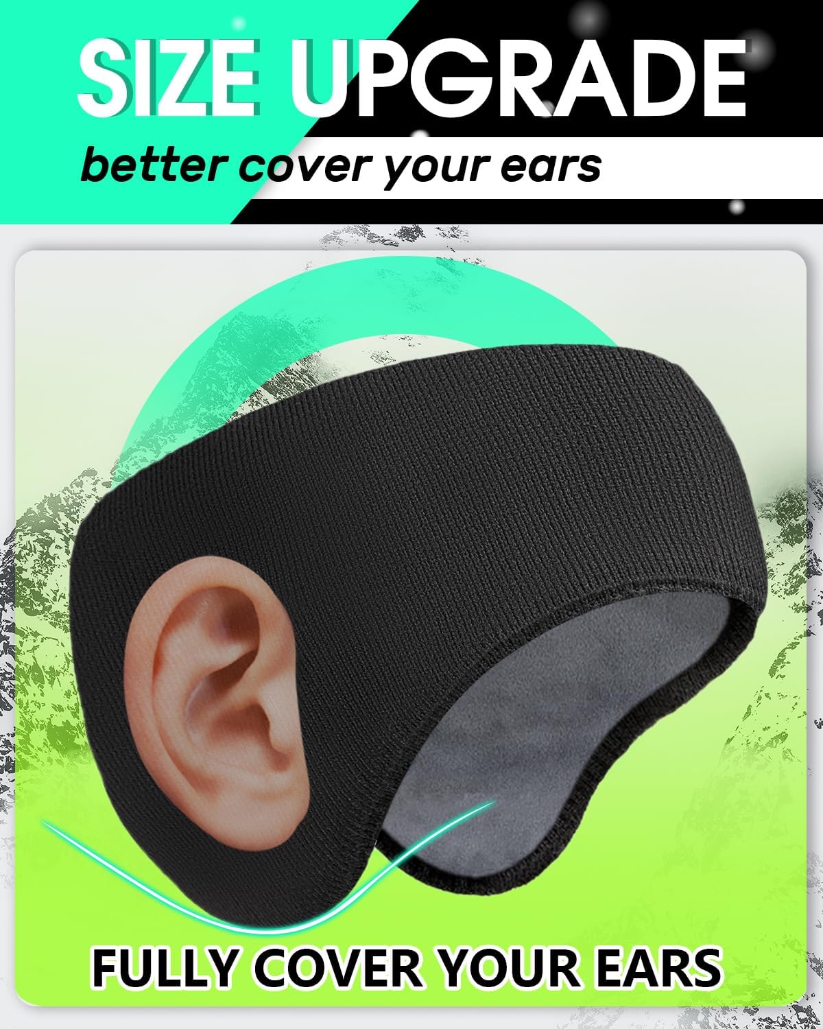 Lauzq Double-Layer Pro Ear Warmer Headband - Knit Fuzzy Lined Cold Weather Ear Muffs for Men Women Running Cycling Ear Covers - Image 2