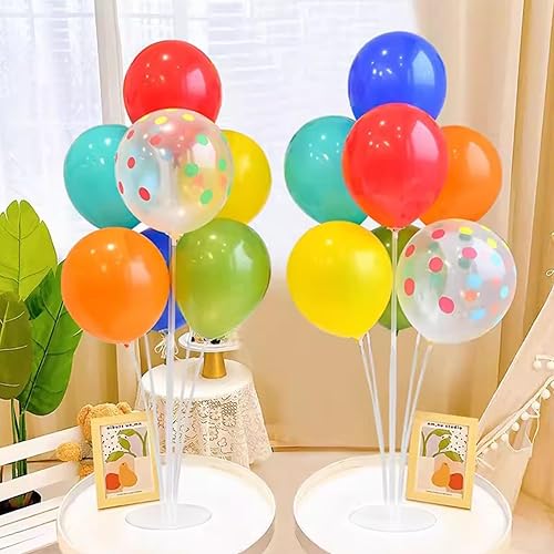 Miniatura 5 de Juego de 6 soportes para globos, palos de globo con base para centros de mesa, graduación, cumpleaños, baby shower, revelación de género, decoración