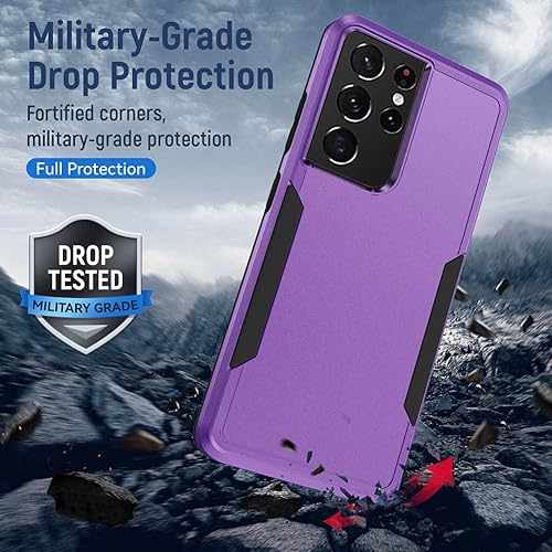 Miniatura 169 de Funda para Samsung Galaxy S21 Ultra (no para S21 Plus y S21), resistente a prueba de golpes, de grado militar, soporte de carga inalámbrica