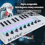 M-VAVE 25 Keys 16 Backlit Drum Pads MIDI Keyboard - Professional Beat Maker and Keytar for Keyboard Music Production Builtin Battery Wireless Connect White