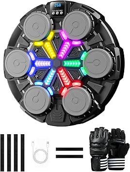 Smart Musical Boxing Machine with Gloves for Stress Relief | Music Boxing Machine for Kids and Adult, Wall Mounted Electronic Boxing Equipment for Home Gym, Punching Machine Workout Gear