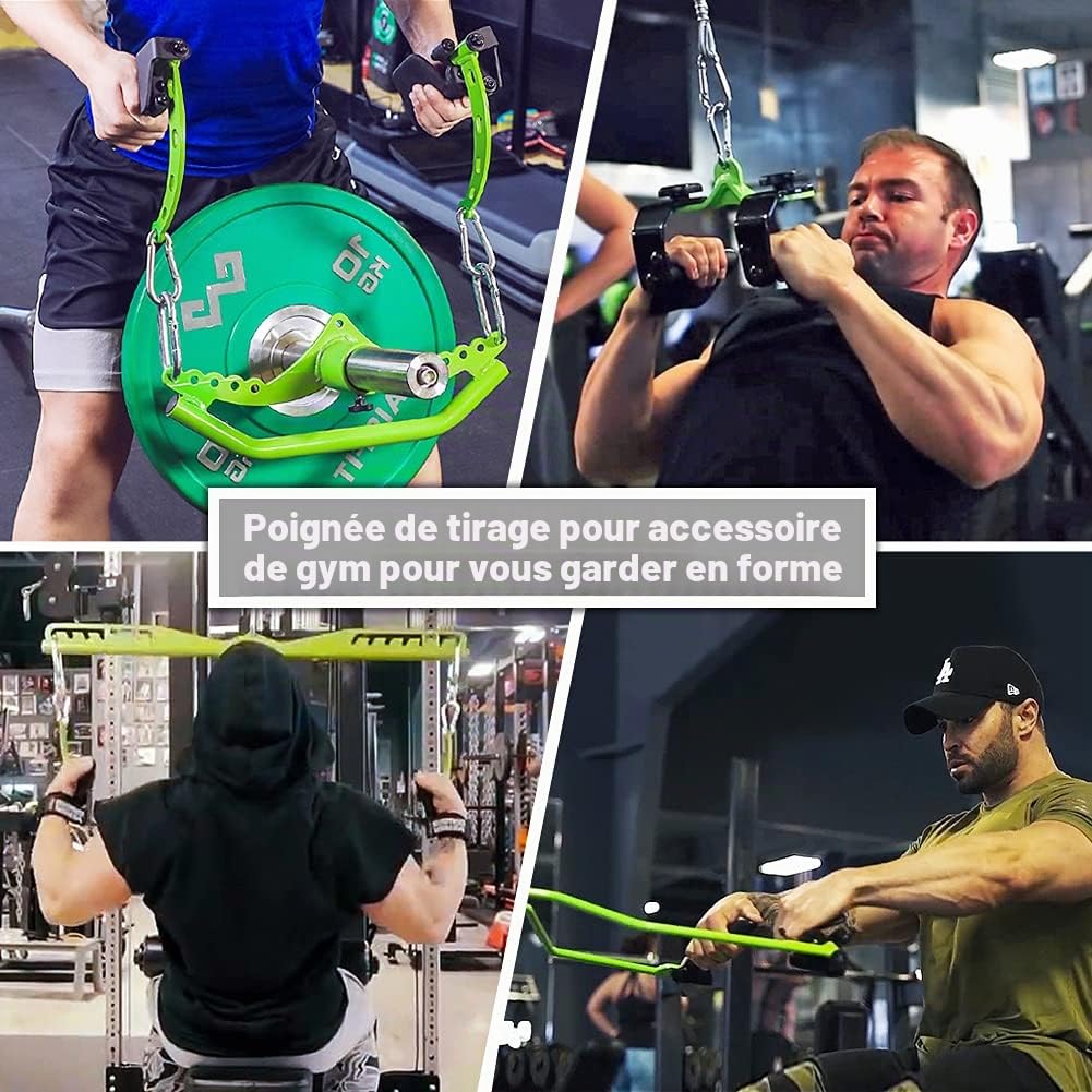 Poignées de Fixation de Machine à câble, poignées d'exercice en Acier Robuste Poignées pour Triceps Rowing LAT Pulldown Press Down T Bar Home Gym