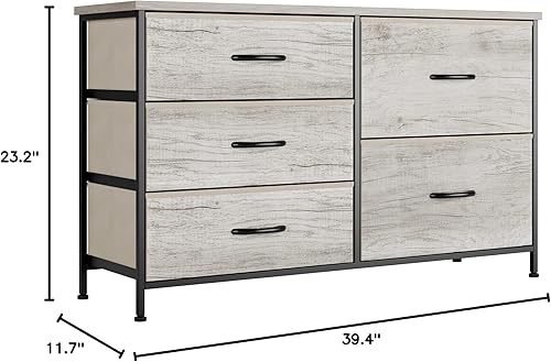 Miniatura 11 de Nicehill Cómoda para dormitorio con 5 cajones, organizador de cajones de almacenamiento, cómoda ancha para armario, ropa, niños, guardería, soporte