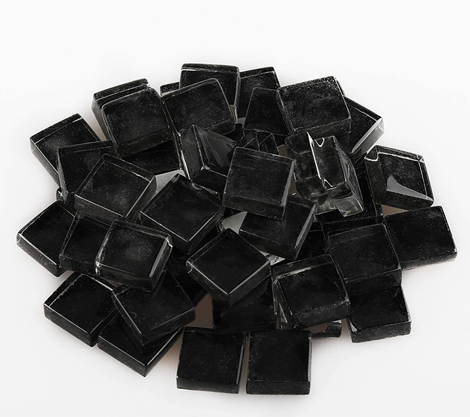 Mosaic Tiles 225 Pieces / 200 g Pack of Crystal Glass Mosaic Mosaic Tile Supplies for Home Decoration, DIY Crafts, Plates, Picture Frames, Flowerpots – 1x1 cm Square Tiles (Black)