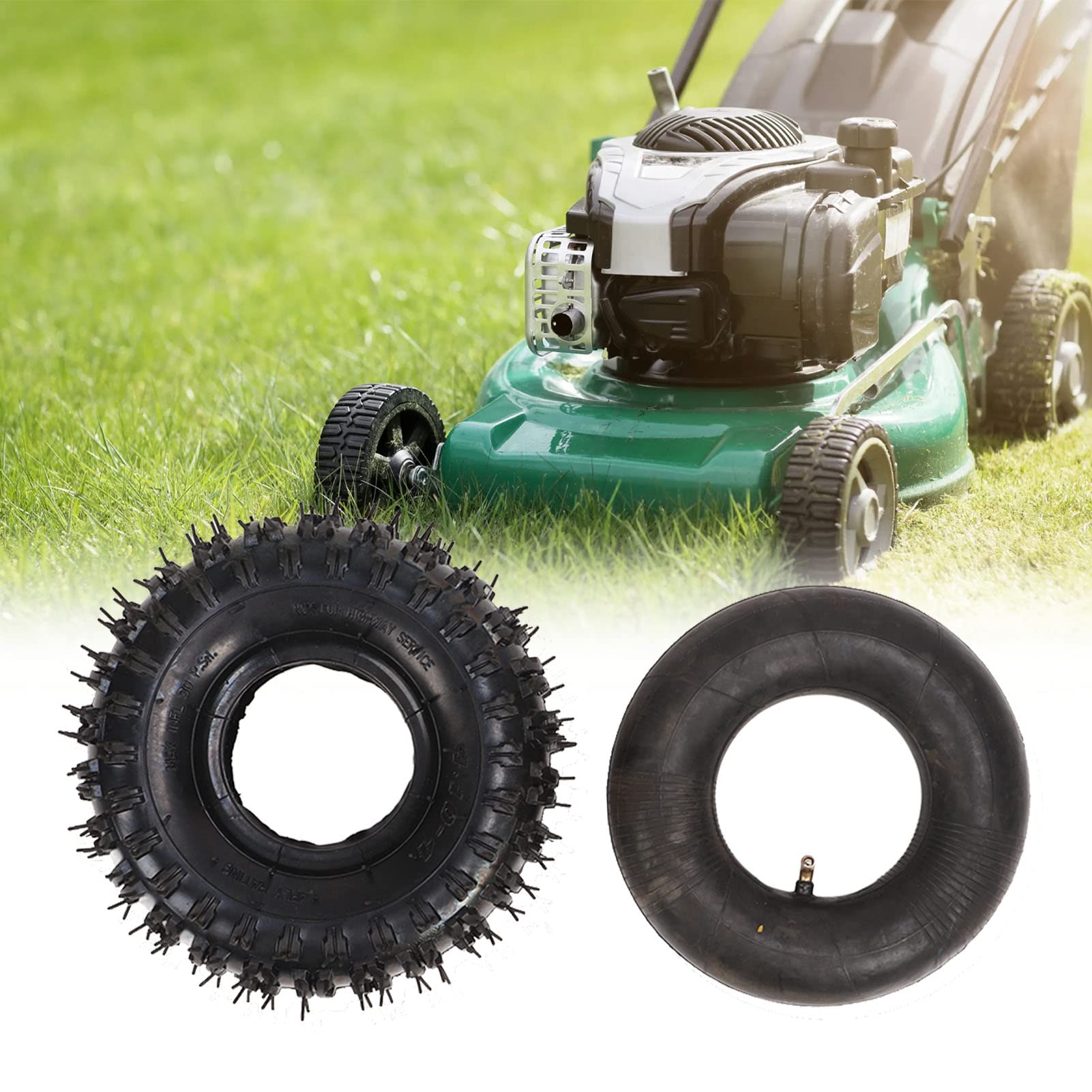 4.10/3.50‑4 Camera D'aria, Pneumatico con Camera D'aria in Gomma Ammortizzante 30 PSI Universal Fit per 47cc 49cc 2 Tempi Pocket ATV QUAD Bike