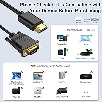 Vista 3 de Cable HDMI a VGA de 3.3 pies, cable HDMI a VGA (hombre a macho) Cables de video HD 1080P compatibles con computadora, computadora de escritorio