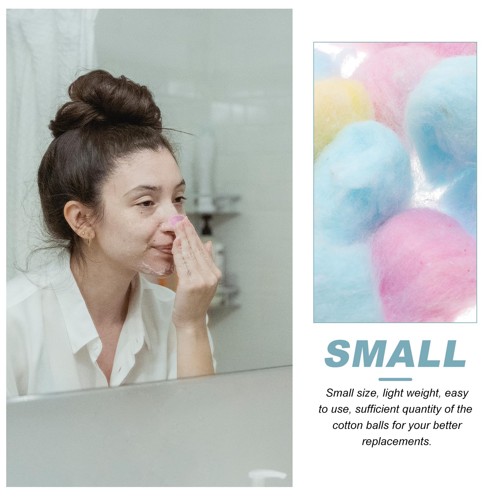 Boules de Coton Colorées pour Bébé, Coton Doux et Léger, Nettoyage du Visage Démaquillage, Utilisation Facile et Jetable