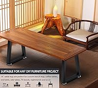 Vista 3 de Taelakeni - Juego de patas de banco de metal de 16 pulgadas, patas de mesa de café resistentes, trapezoidales
