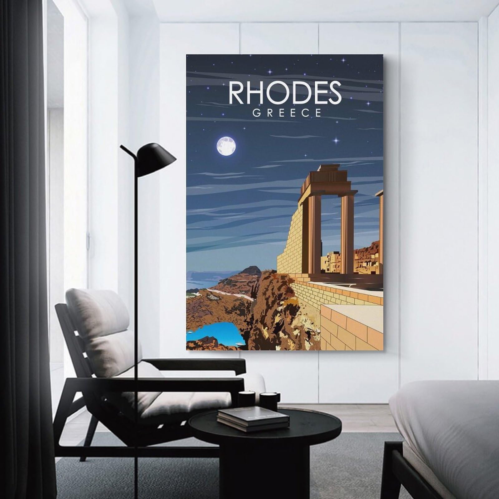 Junmoney Unframe-Style-15 Decorative Wall Artwork Rhodes Greece Travel Art, 08X12inch(20X30cm), For Corridors, Hallways Or Apartment Entries, Wall Decor To Refresh Empty Corners