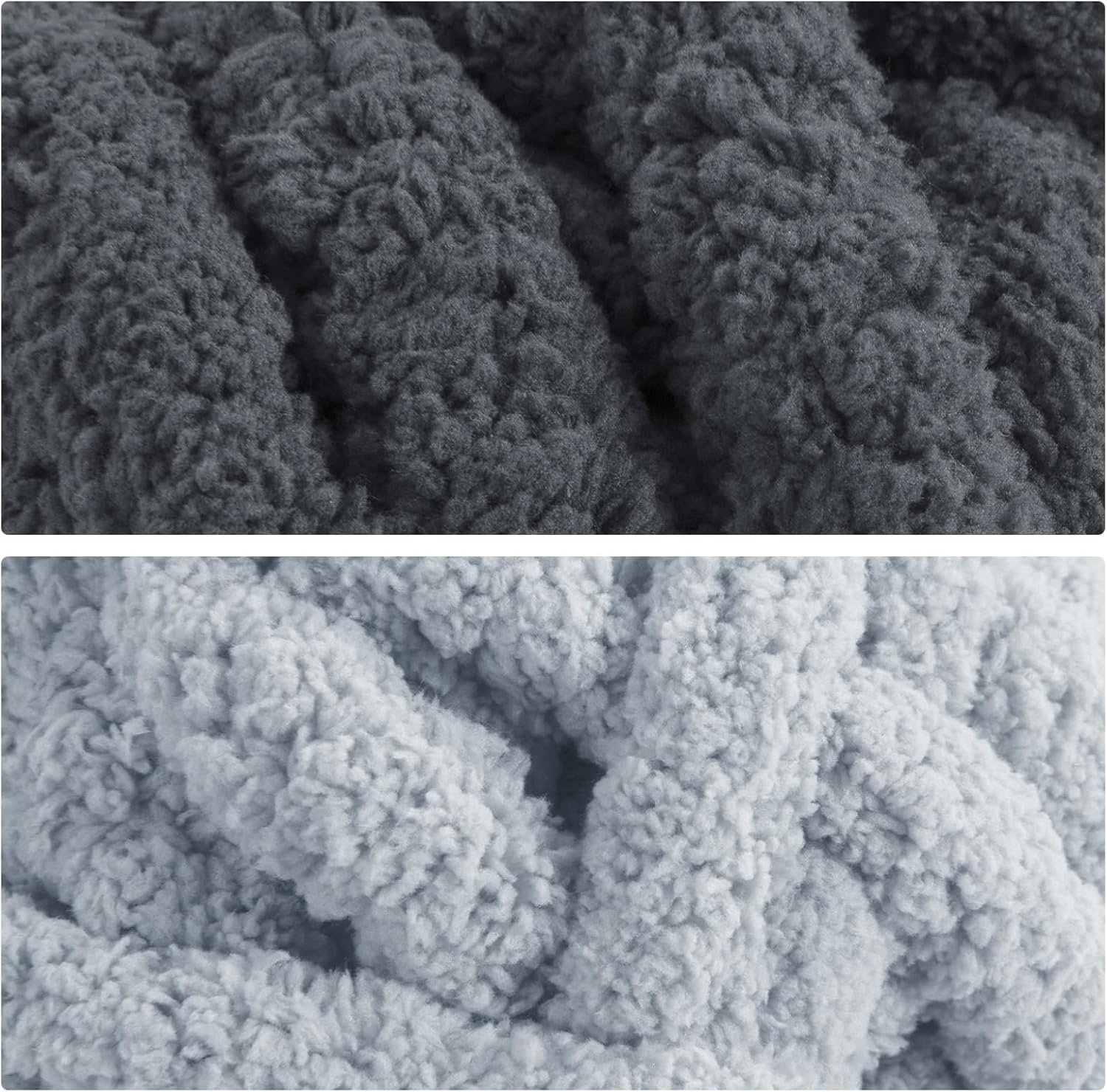 MABOZOO Assorted Chunky Yarn for Hand Knitting 8 Pack, Fluffy Jumbo Chenille Yarn, Soft Plush Yarn Bulky, Giant Thick Fuzzy Yarn for Arm Knitting,4 Dark Grey & 4 Rice Grey(31.7 yds,8 oz Each Skein)