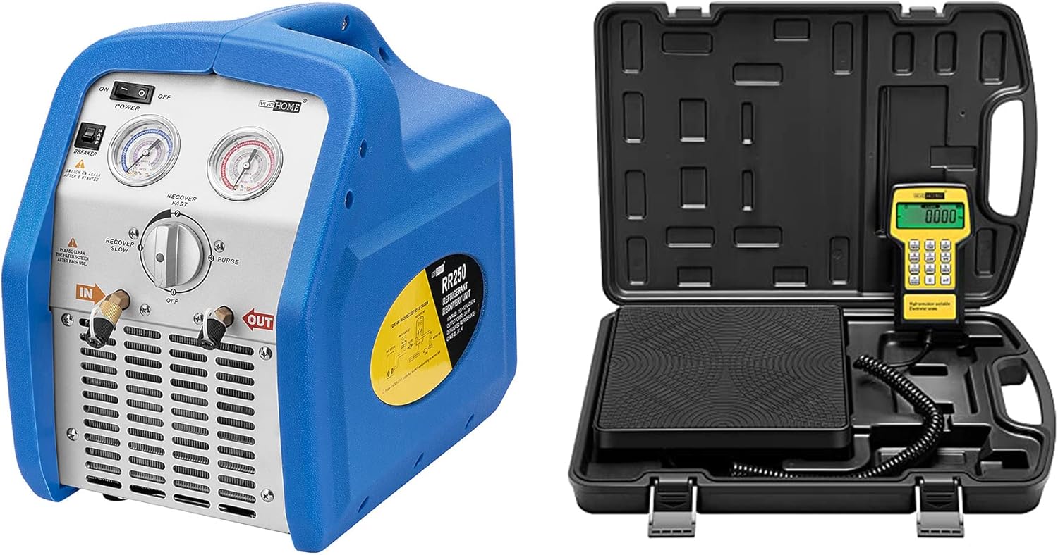 Máquina de Recuperación de Refrigerante Portátil VIVOHOME 110-120V 3/4HP con Báscula Digital