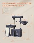 Feandrea Cat Tree Tower Condo for Small and Medium Cats, with Scratching Posts and Ramp, 2 Perches, Cave, Basket, Dark Gray UPCT013GS01 | 2 Large Perches, Cave, Basket, 33.8 Inches Tall, A Little Ball, Dark Gray