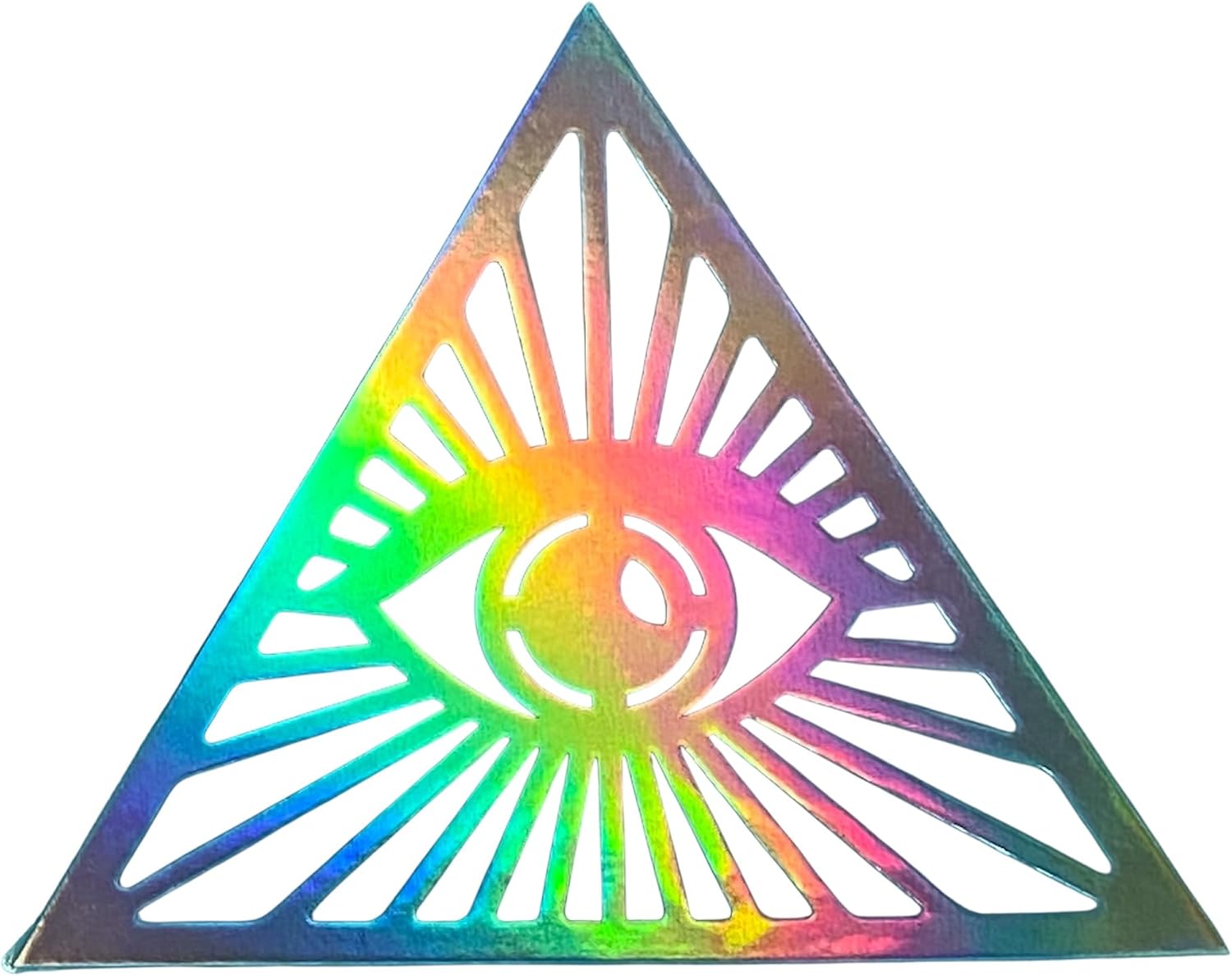 Holographic Eye of Providence Sticker, 4 Inch, Clear Rainbow, Waterproof, All-Seeing Eye Triangle Design