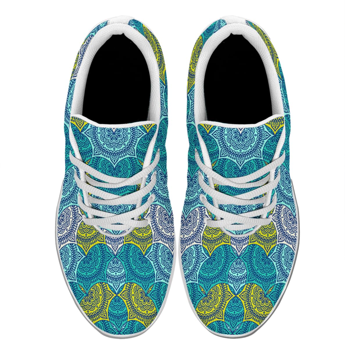 Women Men Ethnic Floral Prints Shoes Slip On Running Shoes Athletic Tennis Sneakers White Size 7