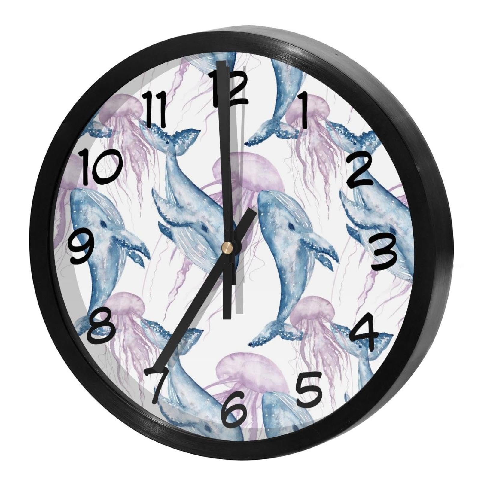 Horloge murale silencieuse méduse et baleine pour chambre