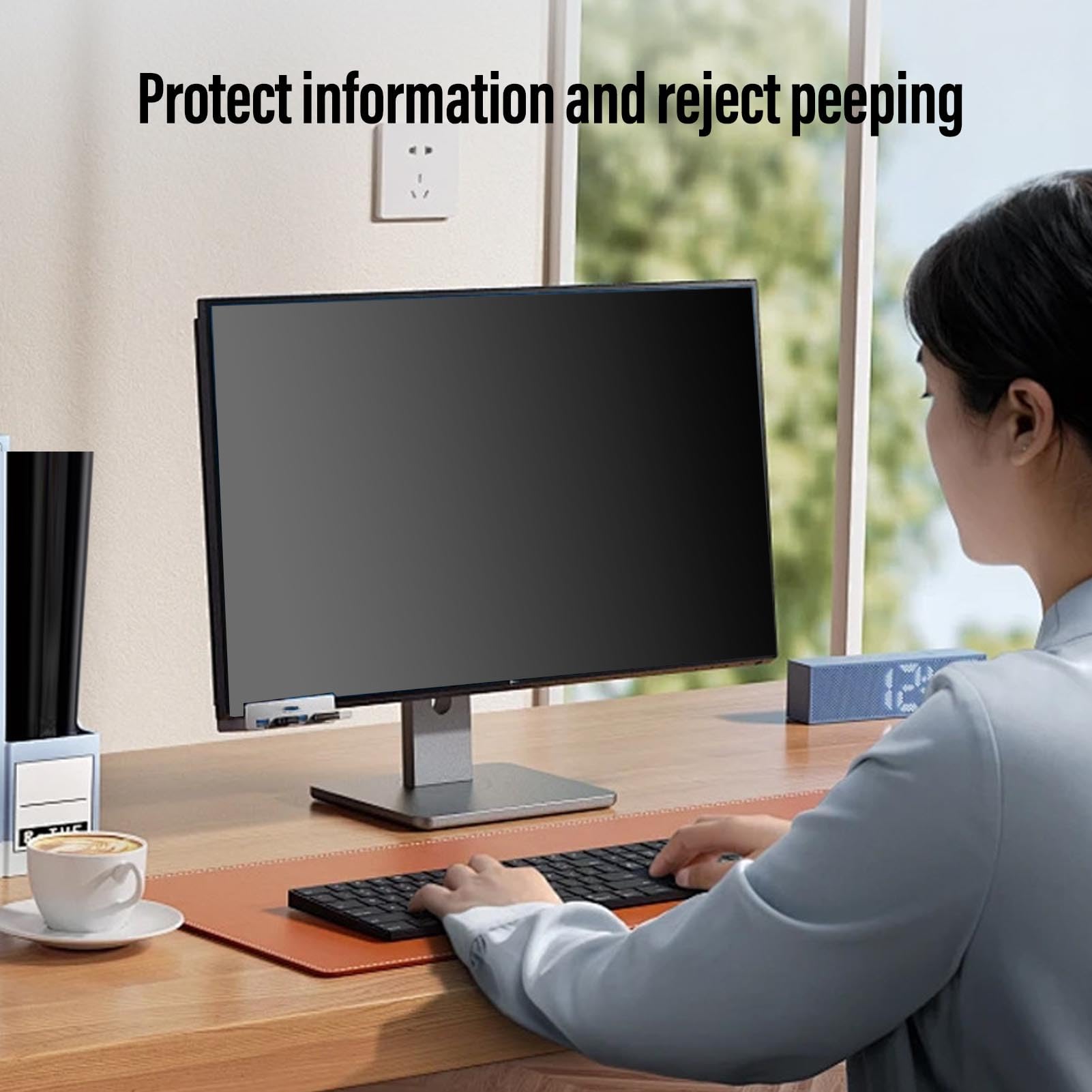 Tonysa 27 Zoll 16:9 Computer-Sichtschutzfilter, Magnetische PET-Computer-Sichtschutzfolie, Abnehmbarer, Blendfreier Blaulichtschutz, Augenpflege, Anti-Desktop-Sicherheit, Privater
