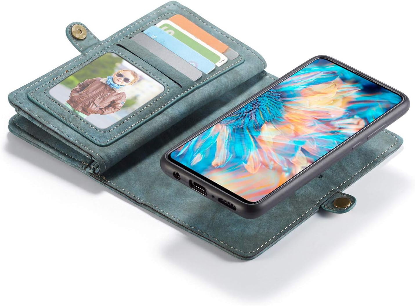 Bpowe Galaxy A71 Wallet Case (Not for A71 5G Version),Zipper Purse Leather Shockproof TPU Bumper Detachable Magnetic Flip Case with Card Slots Stand Holder Case for Samsung Galaxy A71 4G (Green)