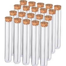 20Pcs Clear Plastic Test Tubes,25x160mm 50ml, Good Seal for Jewelry Seed Beads Powder Spice Liquid Storage, Lab Use or Decoration